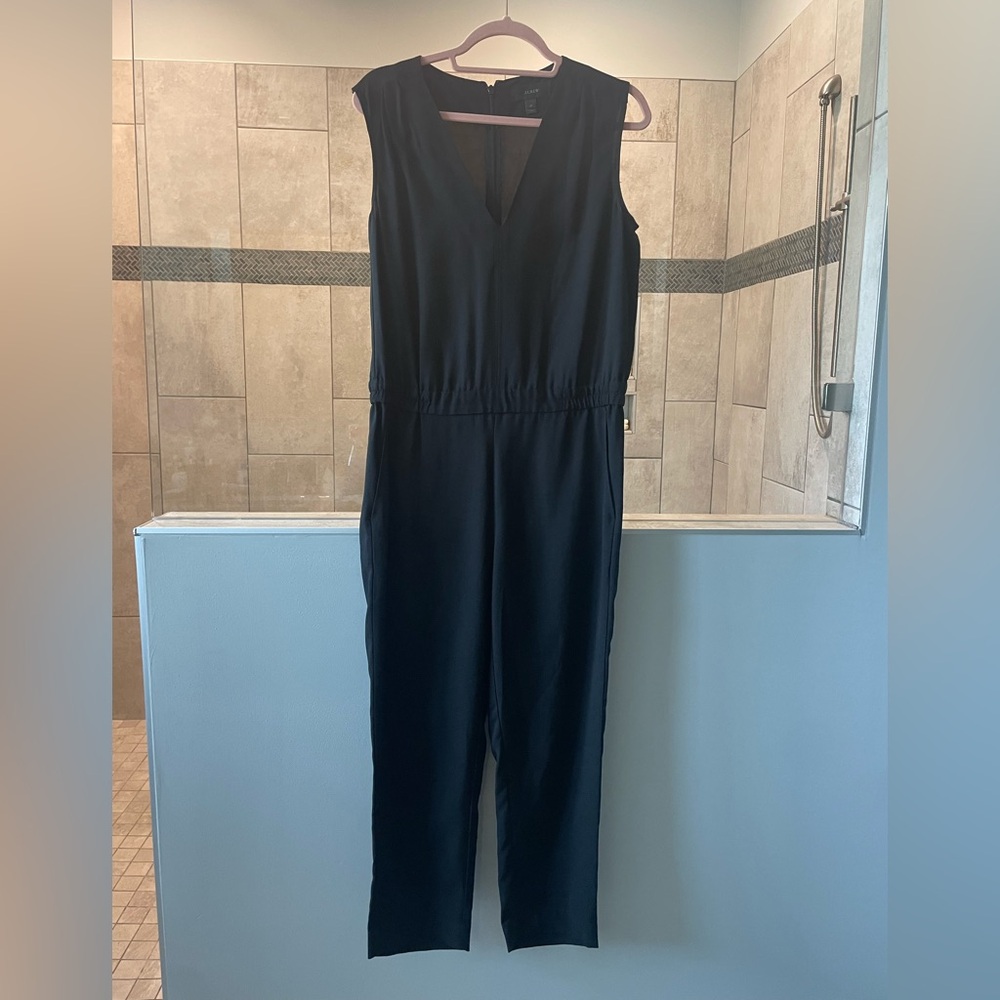 J. Crew Black Sleeveless Jumpsuit Linen